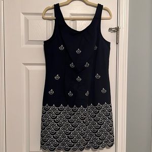 Lilly Pulitzer Navy Sailboat Scalloped Dress
